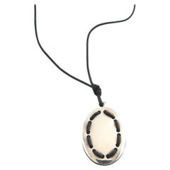 Ilario Casi Italy Sterling Silver Pendant with Black Cord Necklace