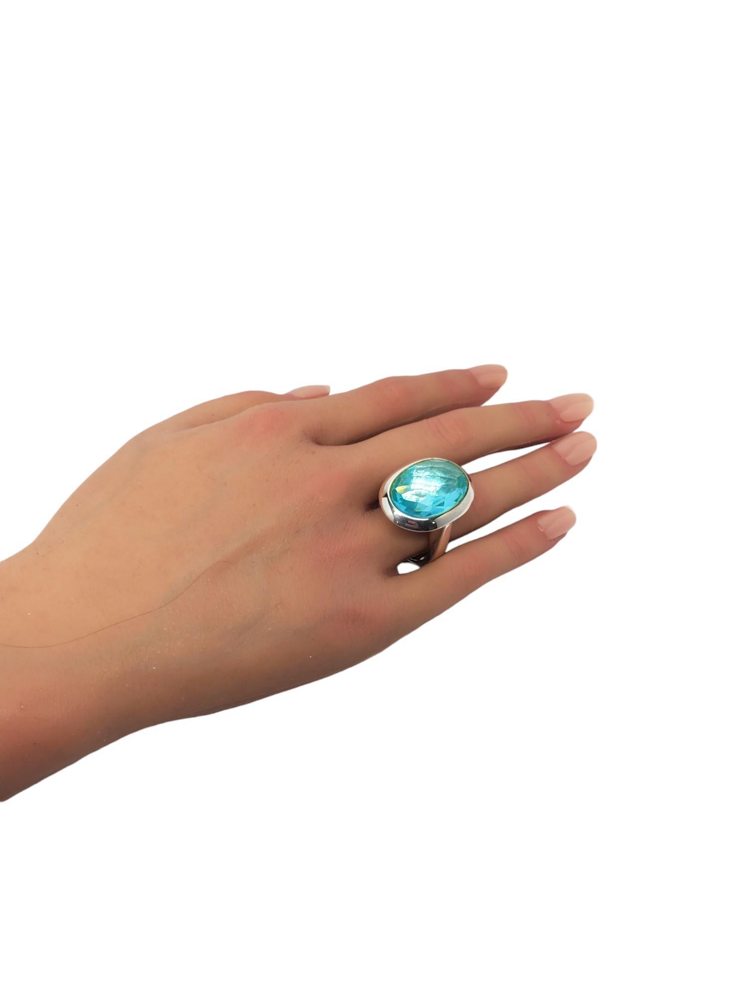 Women's Ilario Sterling Silver Blue Faceted Oval Stone Ring Size 7.5 #19945
