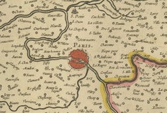 Île-de-France Map, including Paris - Hand-Colored Engraving by F. De Wit c. 1688