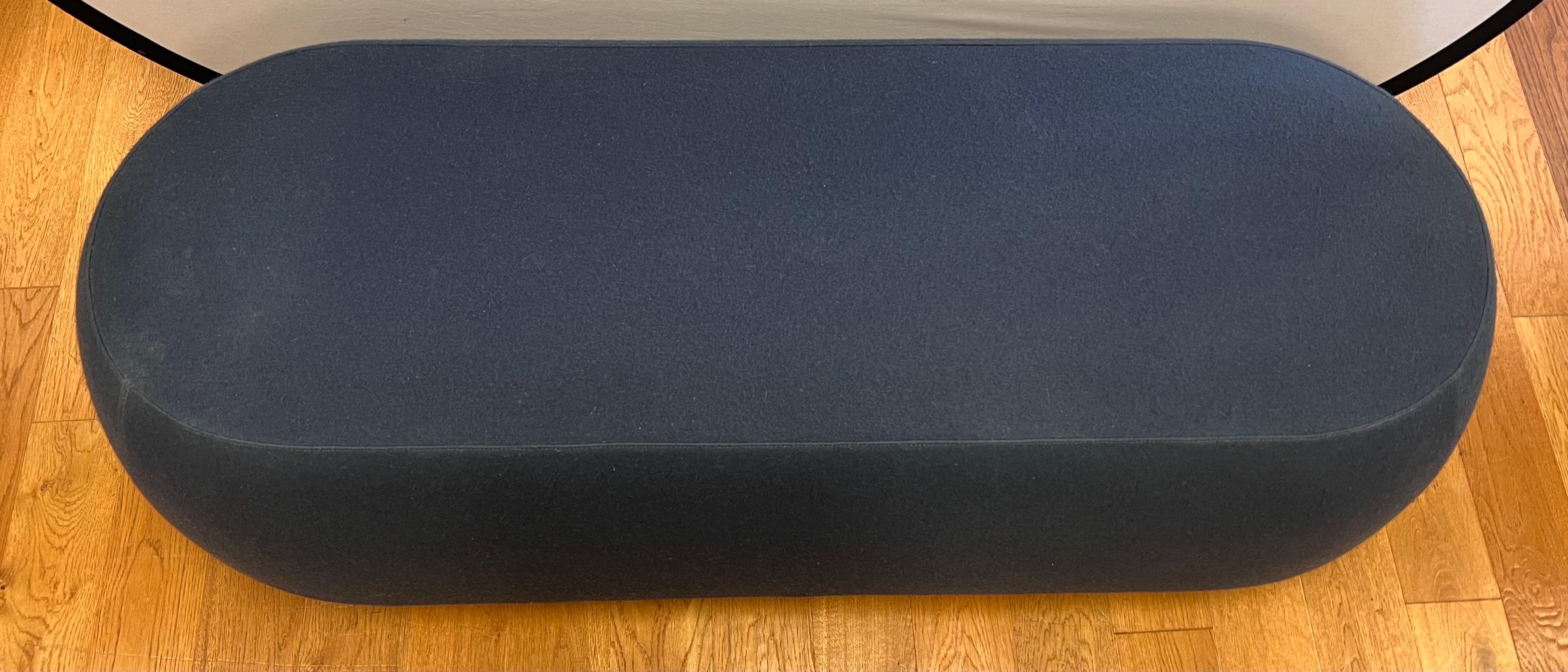 Ile Navy Blue Upholstered Three Seat Bench Ottoman by Neils Bendsten Italy In Good Condition For Sale In West Hartford, CT