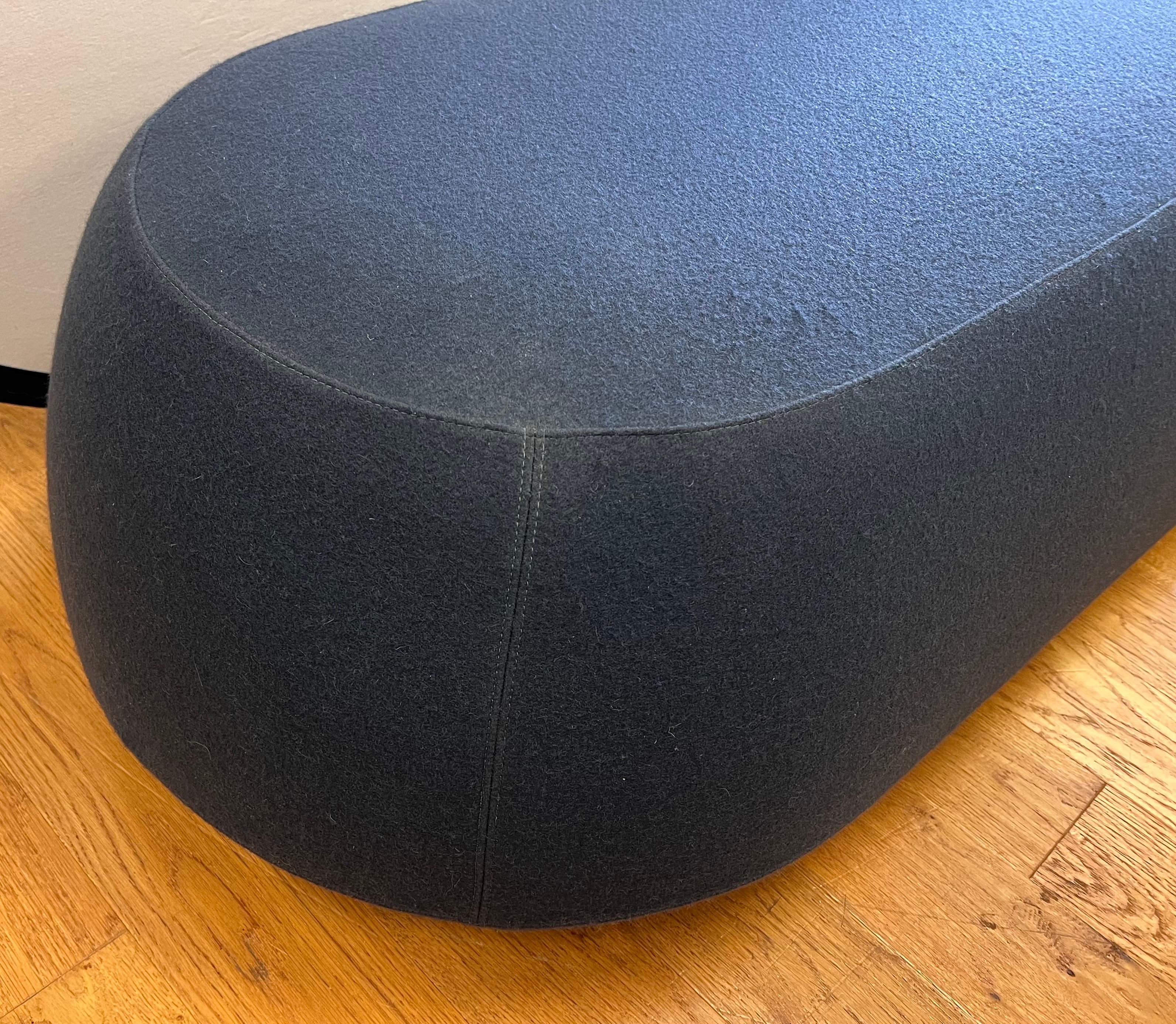 Contemporary Ile Navy Blue Upholstered Three Seat Bench Ottoman by Neils Bendsten Italy For Sale