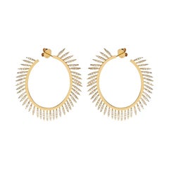 Ileana Makri 18kt Gold and Diamond Grass Fringe Hoops