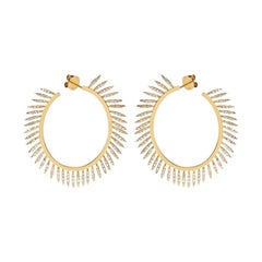 Ileana Makri 18kt Gold and Diamond Grass Fringe Hoops