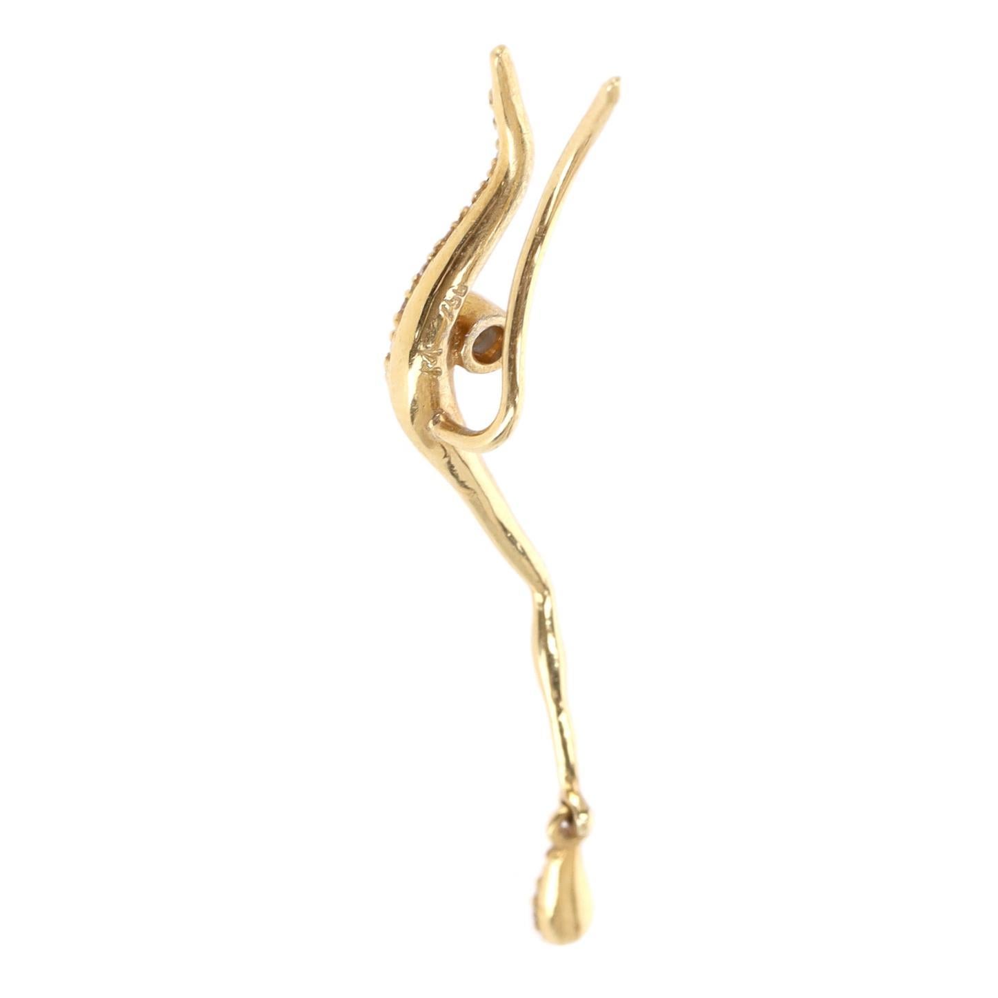 Mixed Cut Ileana Makri 18k Gold Diamond & Sapphire Single Ear Climber For Sale
