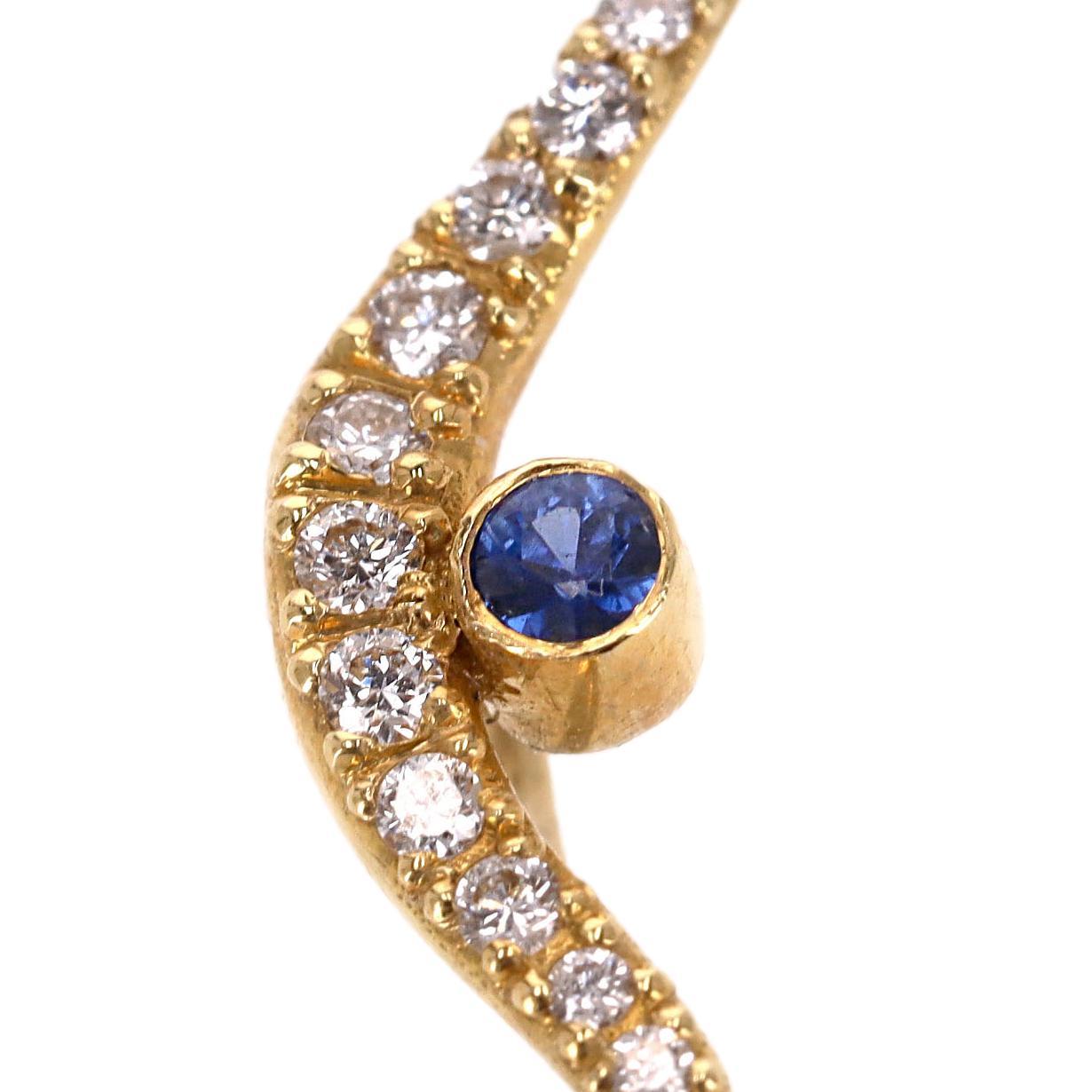 Ileana Makri 18k Gold Diamond & Sapphire Single Ear Climber In Excellent Condition For Sale In London, GB