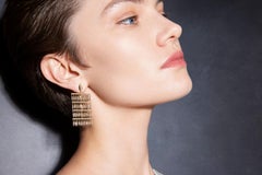 18 Karat Gold and Diamond Grass Curtain Earrings