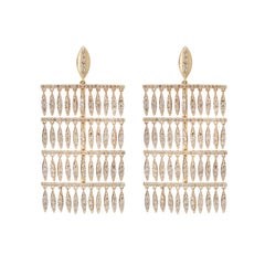 18 Karat Gold and Diamond Grass Curtain Earrings