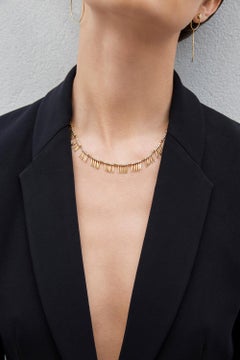 18 Karat Gold and Diamond Grass Sunny Leaves Necklace