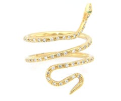 Ileana Makri Diamond Snake Ring in 18K Yellow Gold