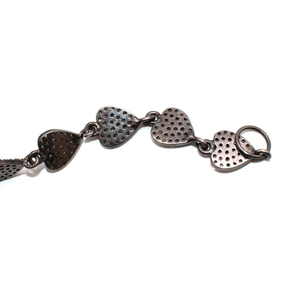 Women's or Men's Ileana Makri Love Chain Oxidized Silver Bracelet with Grey Diamonds