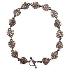 Ileana Makri Love Chain Oxidized Silver Bracelet with Grey Diamonds