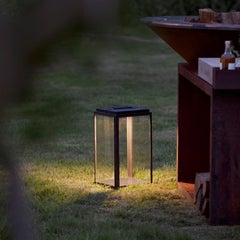 ILFORD FLOOR LARGE ON BATTERY - 3000K vintage brass ribbed glass