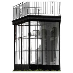 ILFORD LARGE CLOSED TOP vintage brass ribbed glass