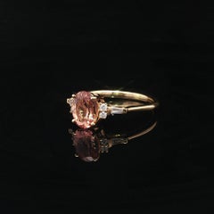 Iliana 18k Yellow Gold 1.74ctw Oval Precious Orange Topaz & Diamond Dainty Ring