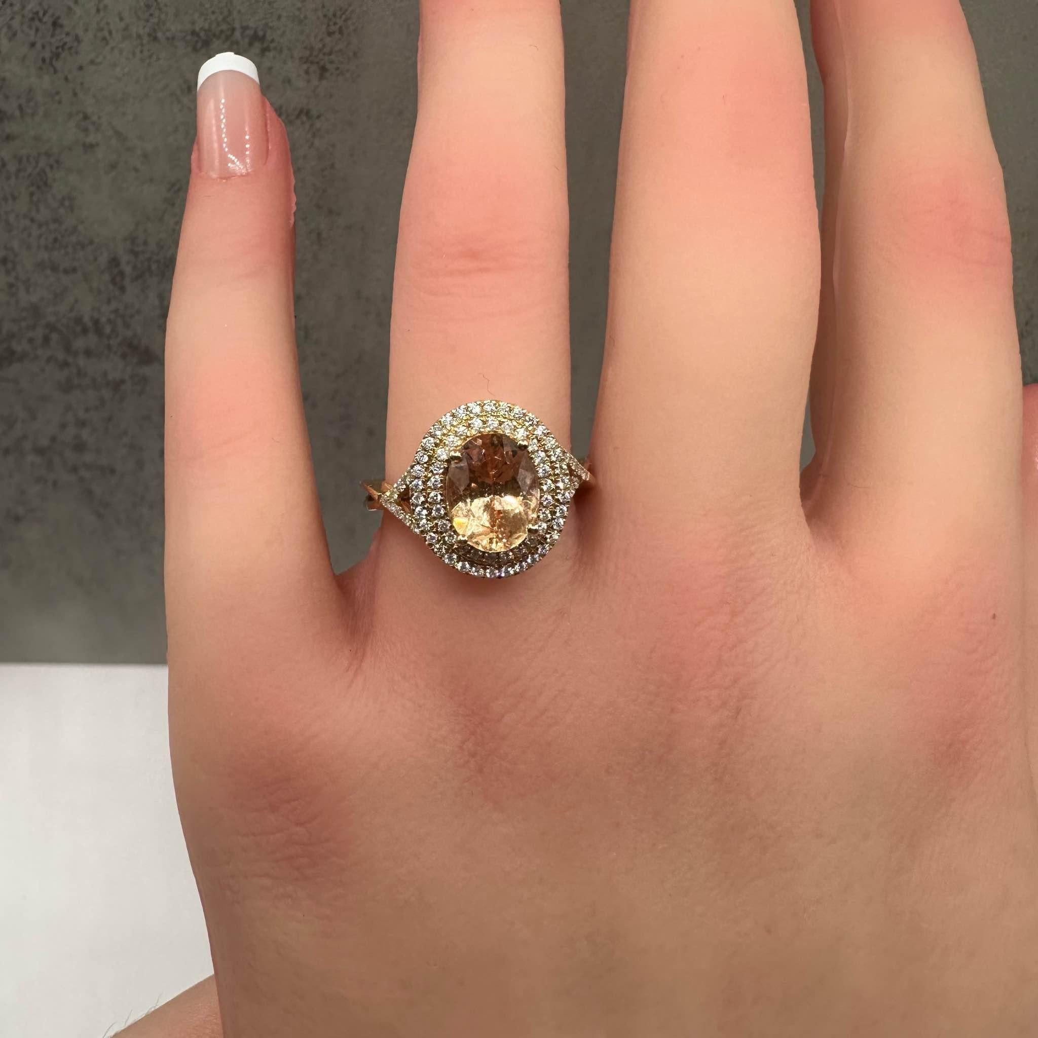 Bague Iliana en or jaune 18 carats, citrine 9 x 7 mm, diamants 0,40 carat Neuf - En vente à West Hempstead, NY