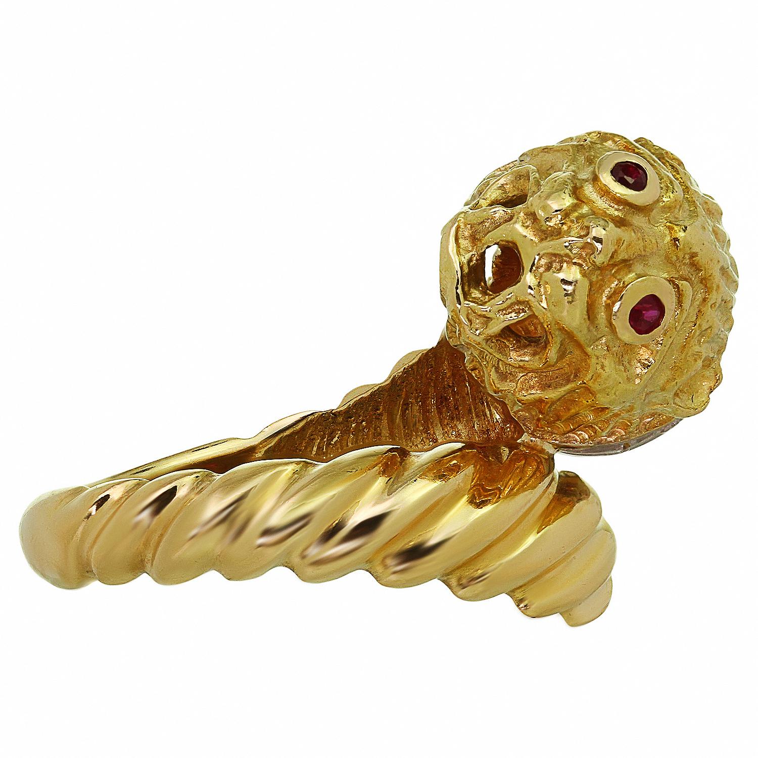 ILIAS LALAIOUNIS Chimera Ruby Diamond 18k Yellow Gold Ring In Excellent Condition In New York, NY