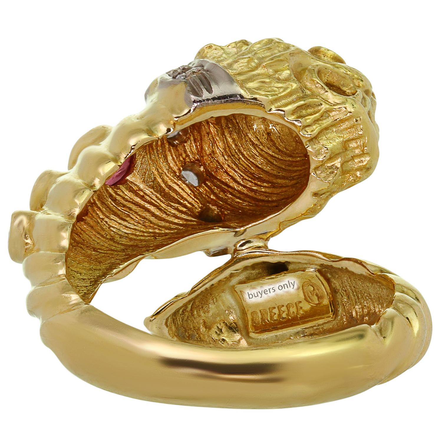 ILIAS LALAIOUNIS Chimera Ruby Diamond 18k Yellow Gold Ring For Sale 1