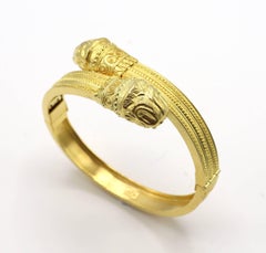 Ilias Lalaounis 18 Karat Double Lion Head Bypass Bangle Bracelet