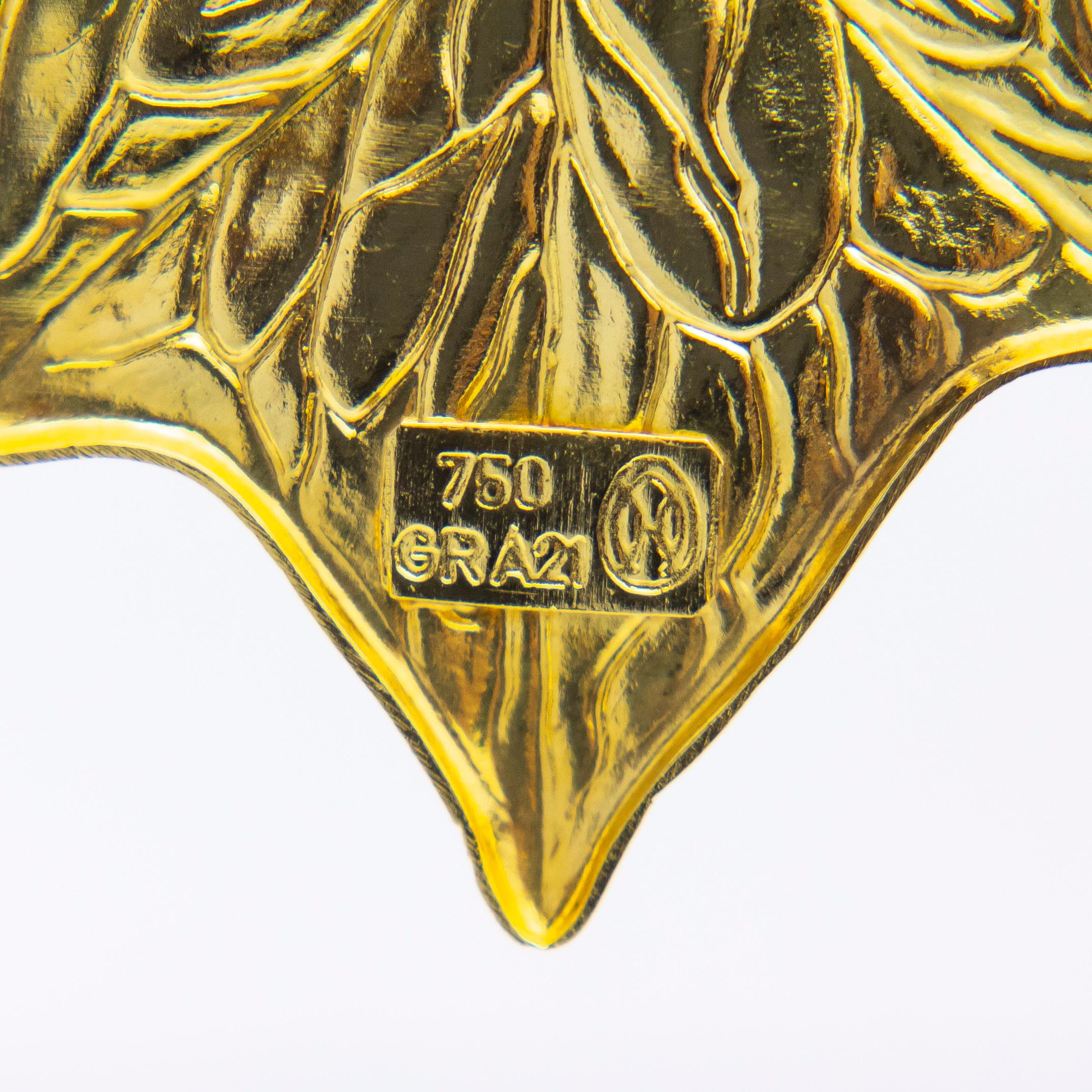 Women's or Men's Ilias Lalaounis 18 Karat Gold 'Leaf' Ear Pendants For Sale