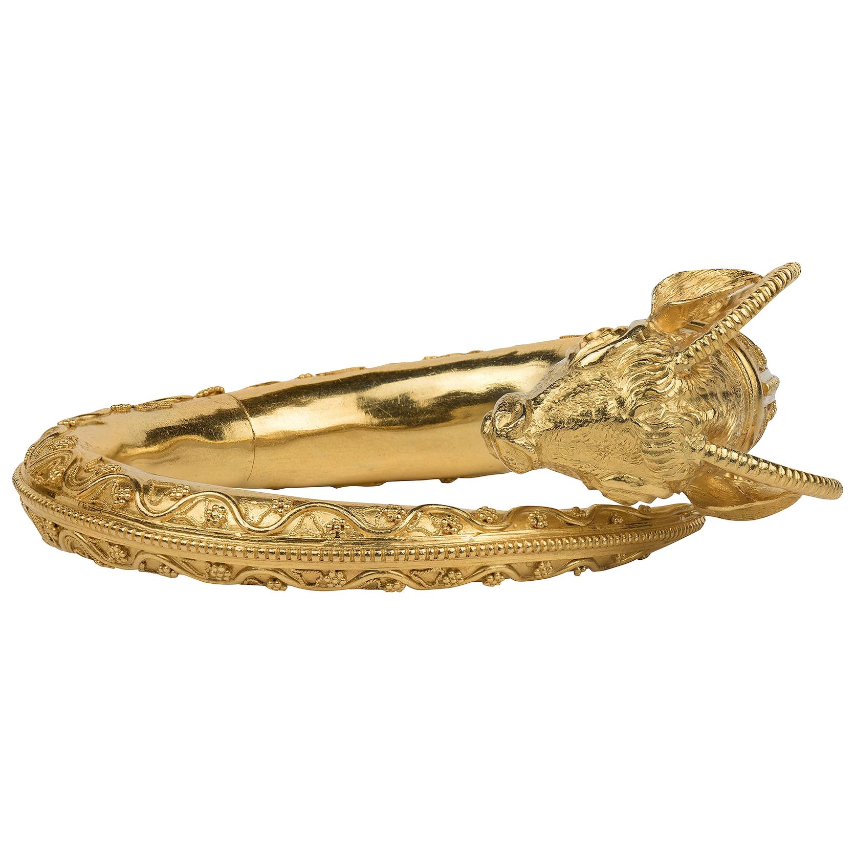 Ilias Lalaounis 18 Karat Ram's Head Bangle