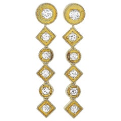 Ilias Lalaounis 18 Karat Yellow Gold 1.10 Carat Diamond Earrings