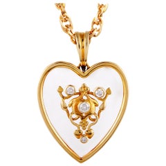 Ilias Lalaounis 18 Karat Yellow Gold Diamond and Crystal Heart Pendant Necklace