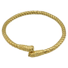 Ilias Lalaounis 18 Karat Yellow Gold Double Lion Animal Head Collar Necklace
