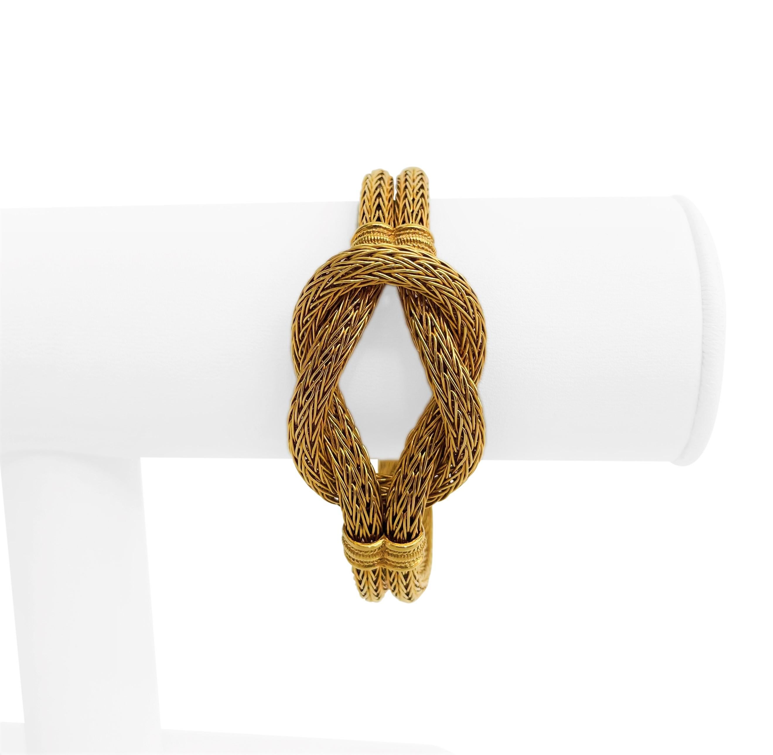 Ilias Lalaounis 18k Yellow Gold Hercules Knot Foxtail Link Bracelet Greece 7