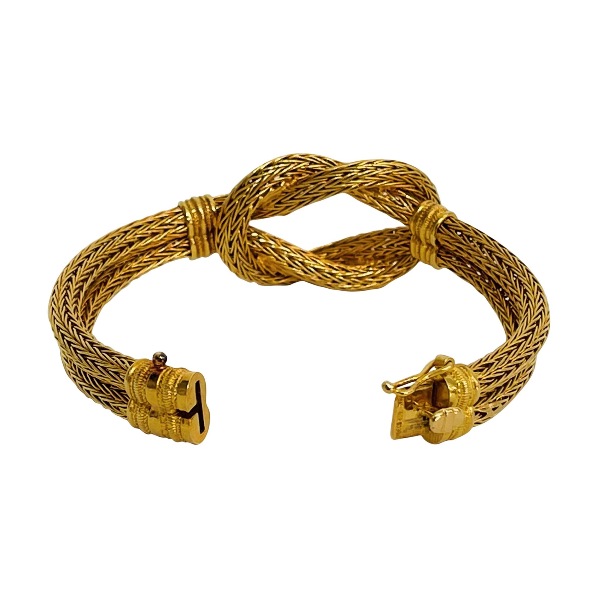 Women's Ilias Lalaounis 18 Karat Yellow Gold Hercules Knot Foxtail Link Bracelet Greece