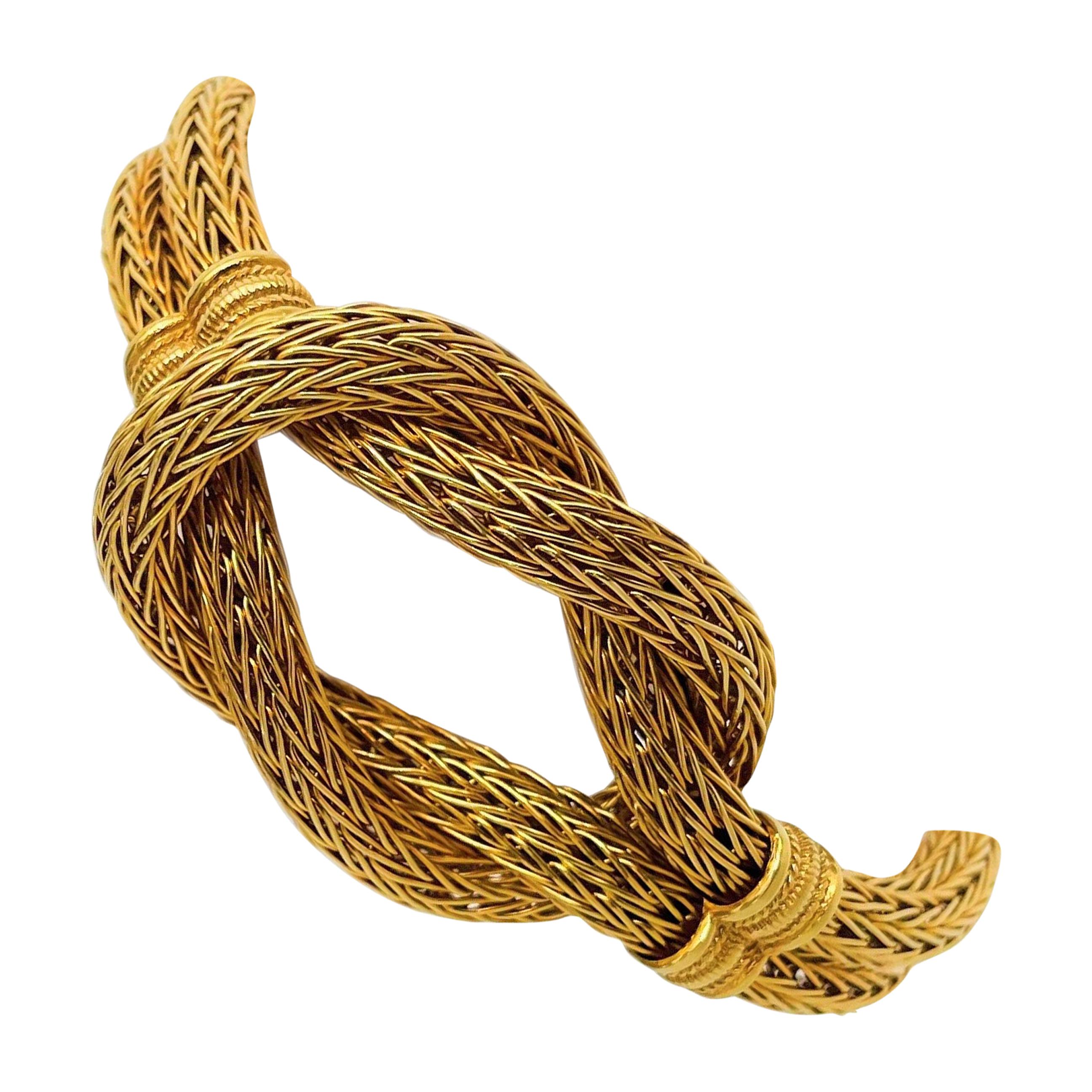 Ilias Lalaounis 18 Karat Yellow Gold Hercules Knot Foxtail Link Bracelet Greece