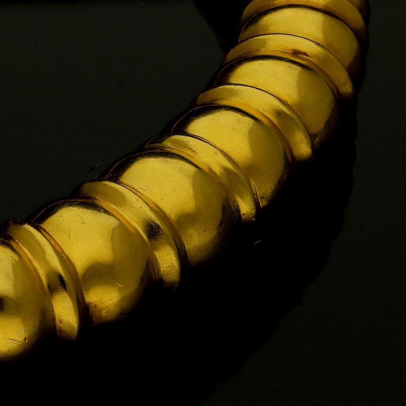 Hellenistic Ilias Lalaounis 18 Carat Yellow Gold Torque Necklace of Ribbed Beaded Design