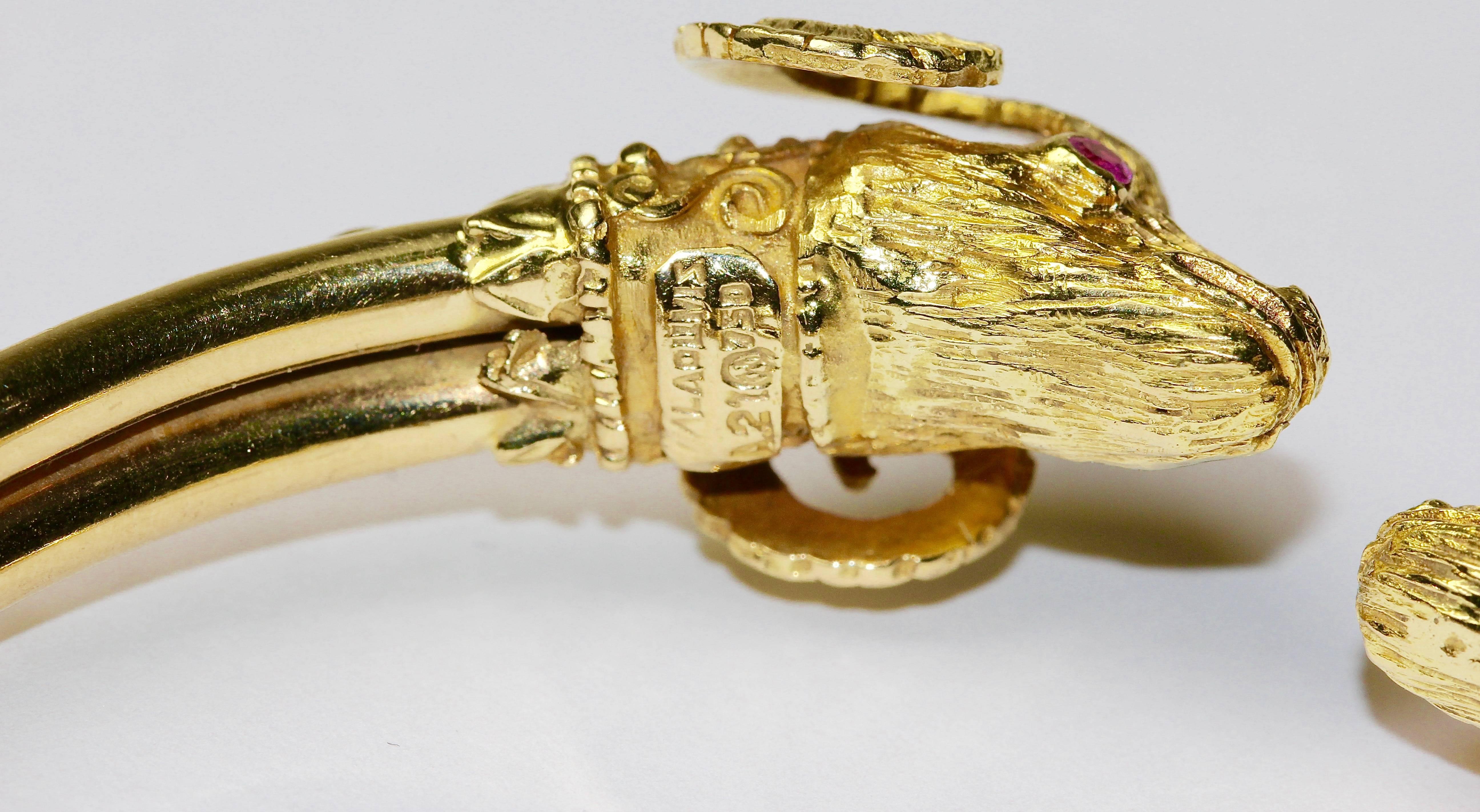 Ilias Lalaounis 18k Gold Aries Heads Bracelet with Sapphires and Rubies 5