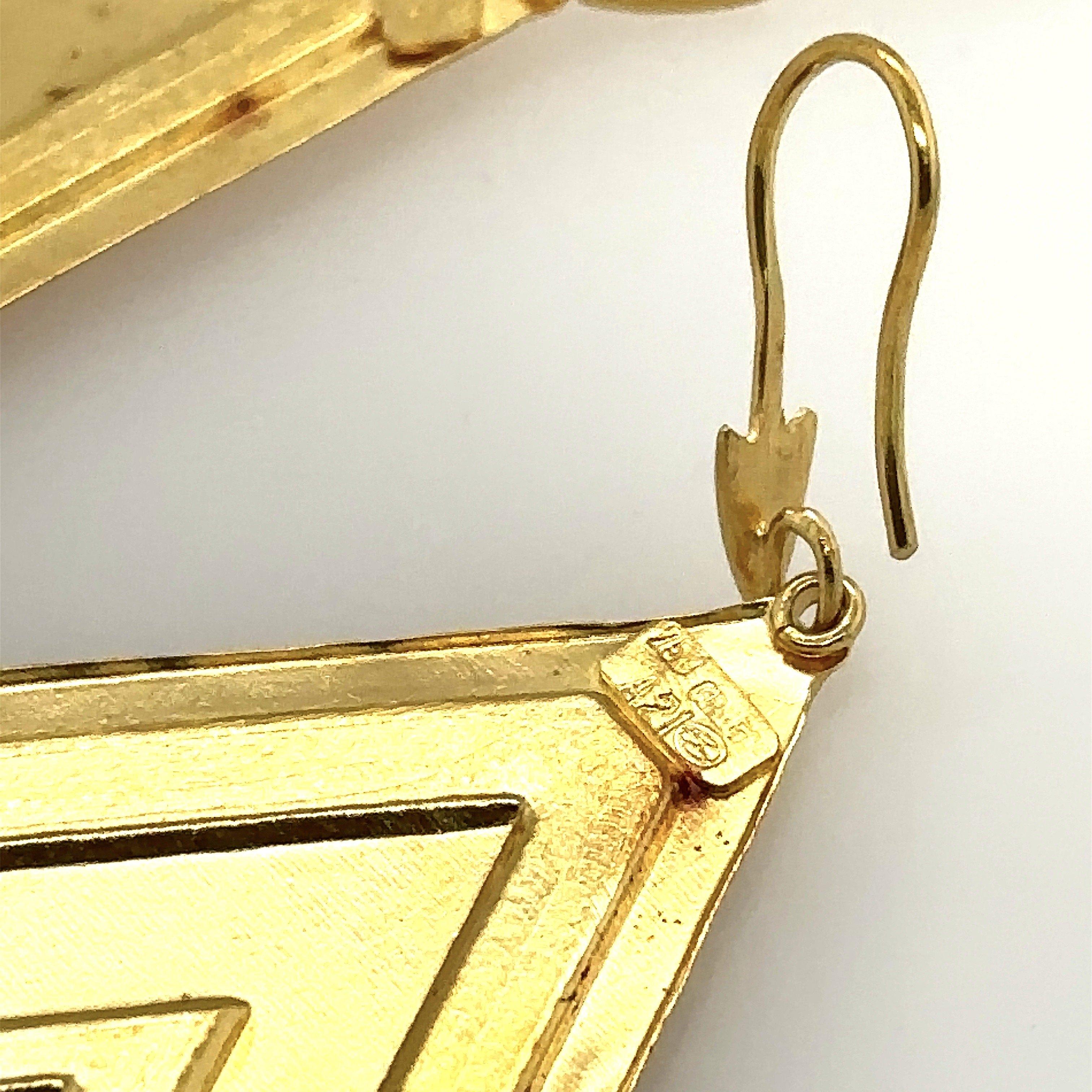 Ilias Lalaounis 18K Gold Triangle Large Earrings With Original Box 3
