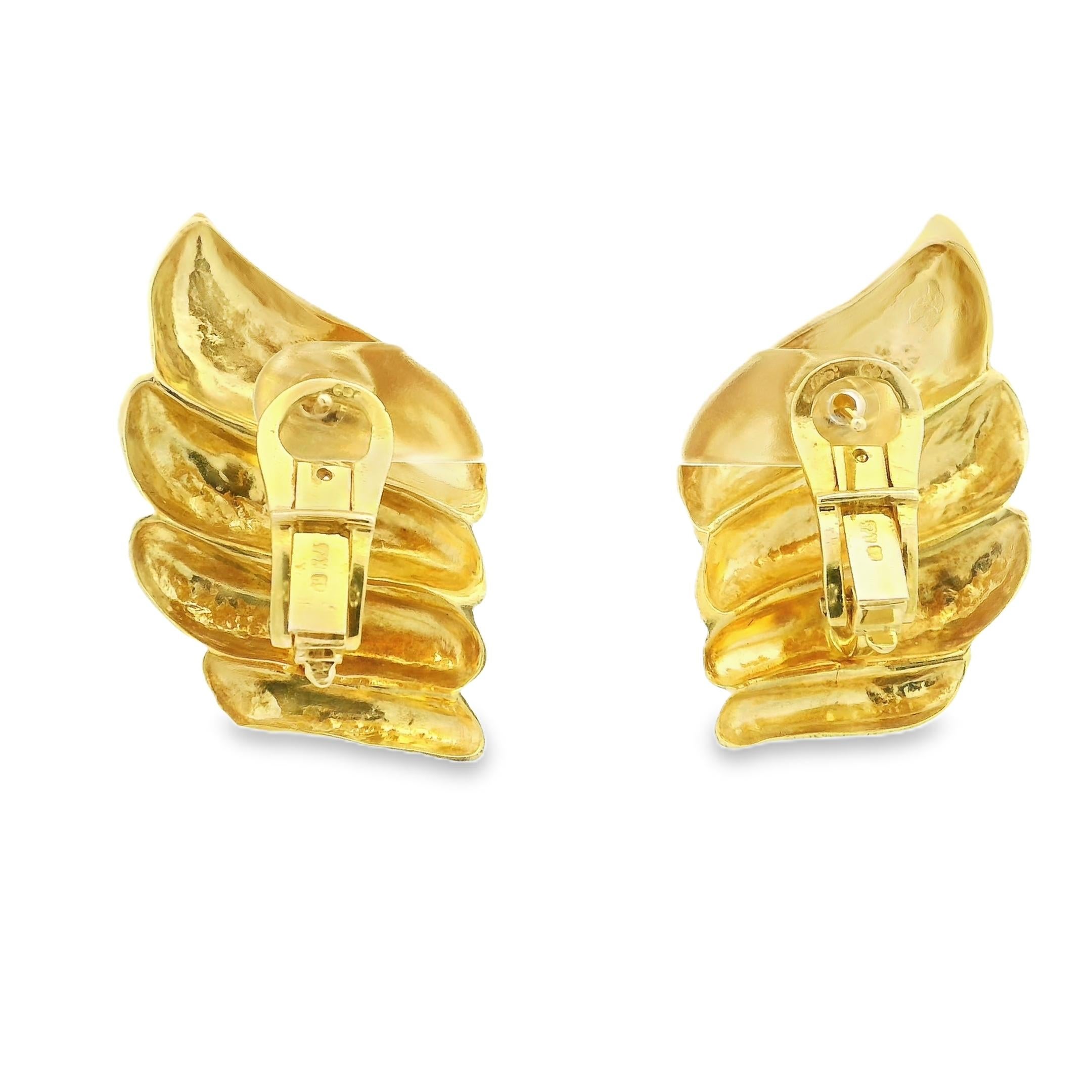 Women's Ilias Lalaounis 18K Gold Wing Earrings, Circa 1970 For Sale