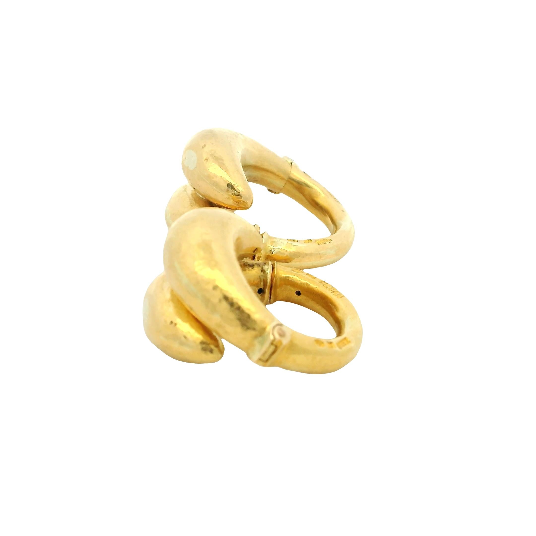 Ilias Lalaounis 18K gehämmertes Gold Neolitique Hoop Ohrringe, Griechenland im Zustand „Hervorragend“ im Angebot in Miami, FL