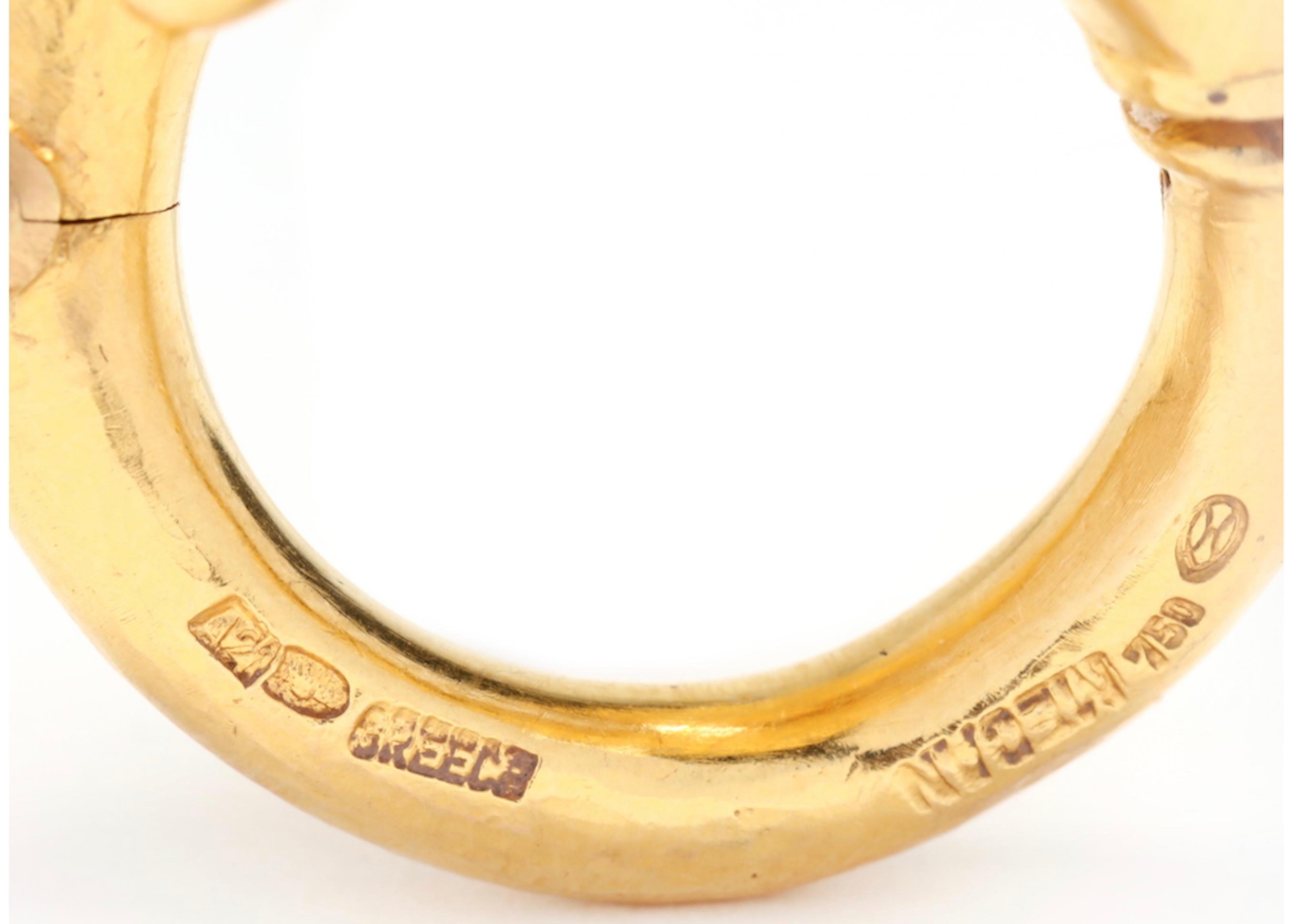 Ilias Lalaounis 18K gehämmertes Gold Neolitique Hoop Ohrringe, Griechenland Damen im Angebot