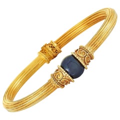 Ilias Lalaounis 18 Karat Yellow Gold and Lapis Lazuli Dolphin Bangle Bracelet