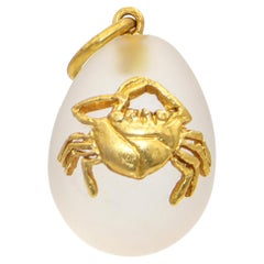 Ilias LALAoUNIS 18k Yellow Gold and Rock Crystal Cancer Crab Egg Pendant