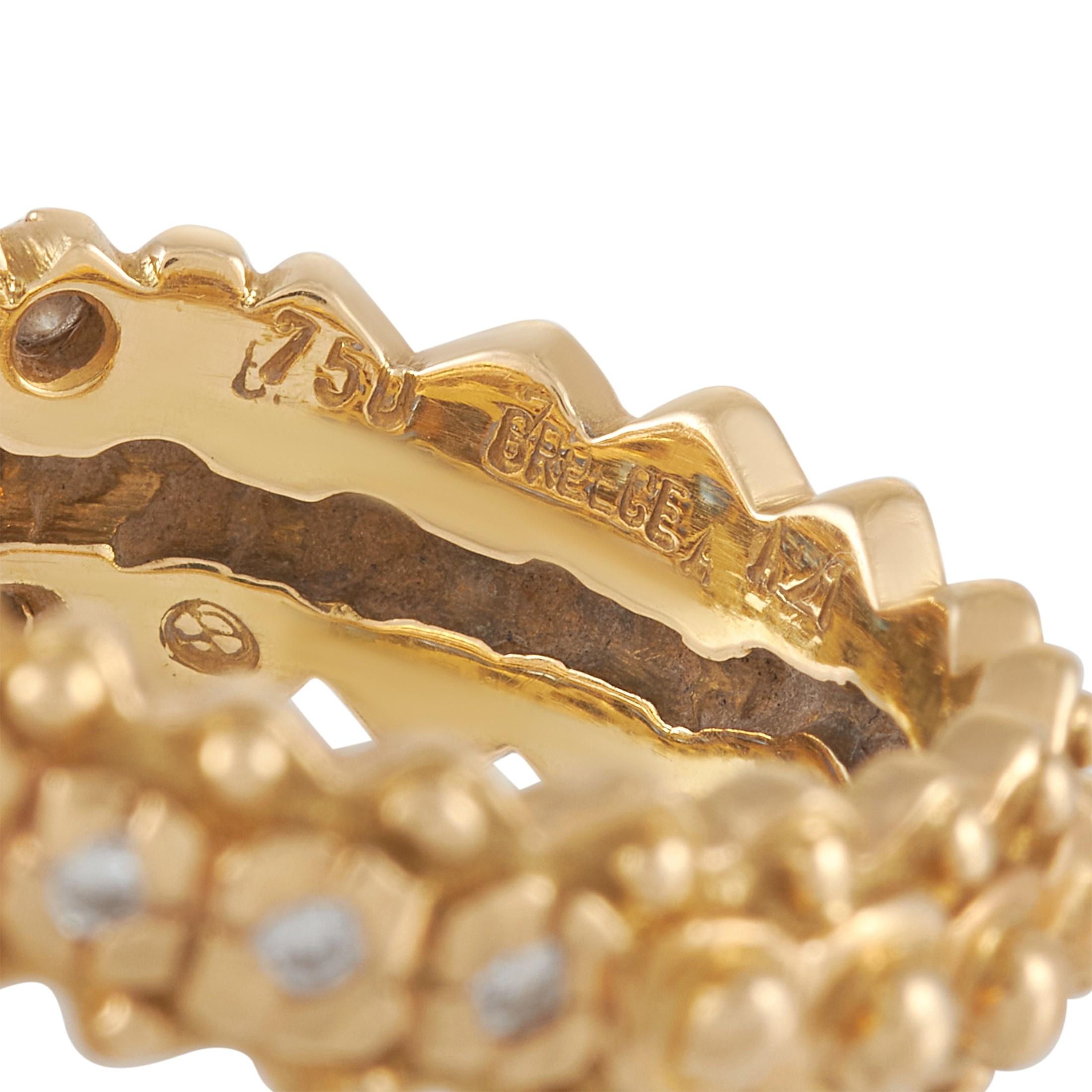 Women's Ilias Lalaounis 18 Karat Yellow Gold Diamond and Sapphire Ring