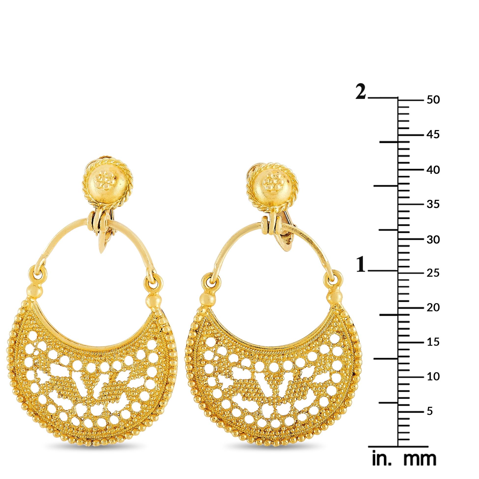 Ilias Lalaounis 18 Karat Yellow Gold Earrings In Excellent Condition In Southampton, PA