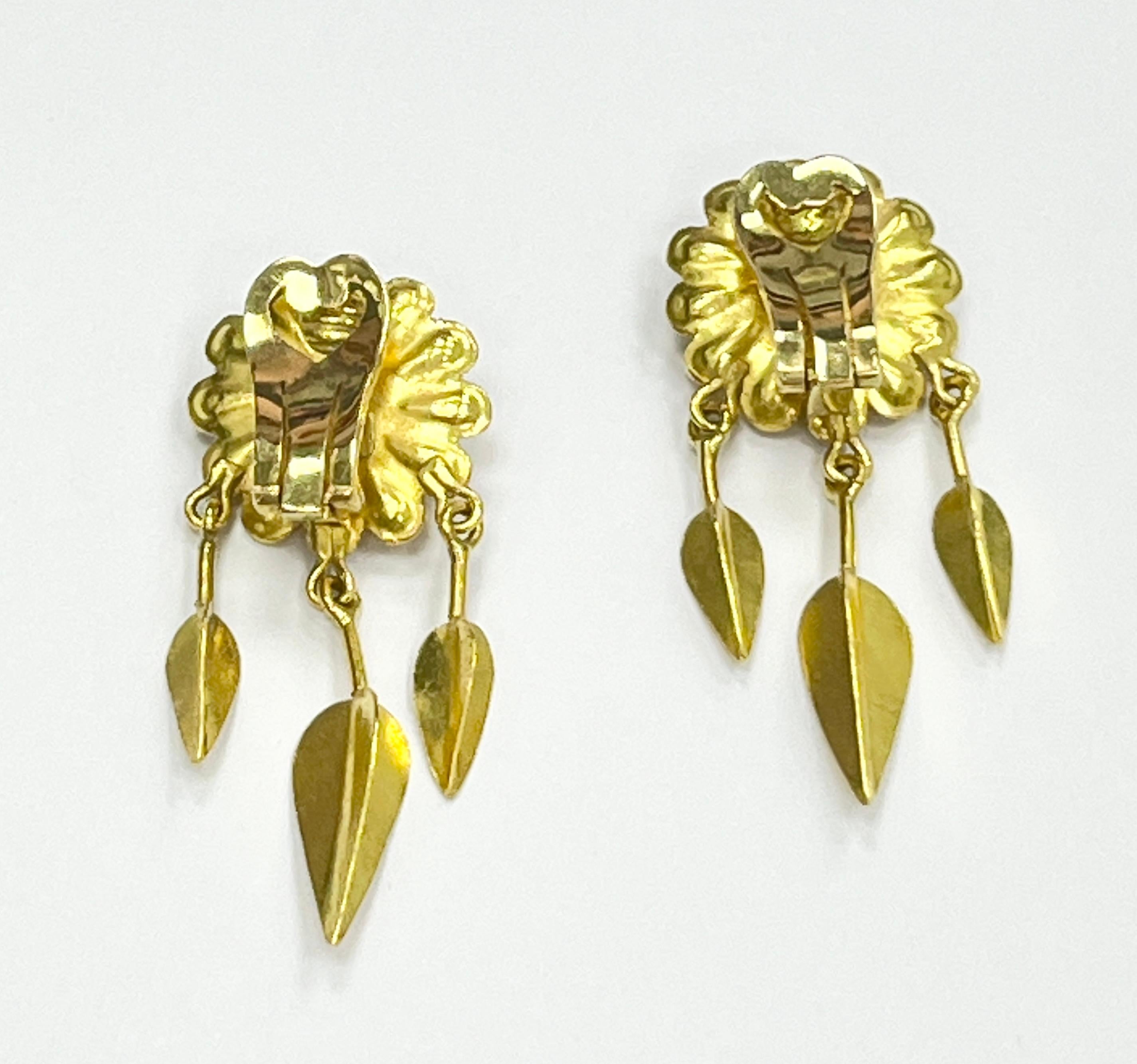 Ilias Lalaounis 18 Karat Gelbgold Blumen-Ohrringe im Angebot 2