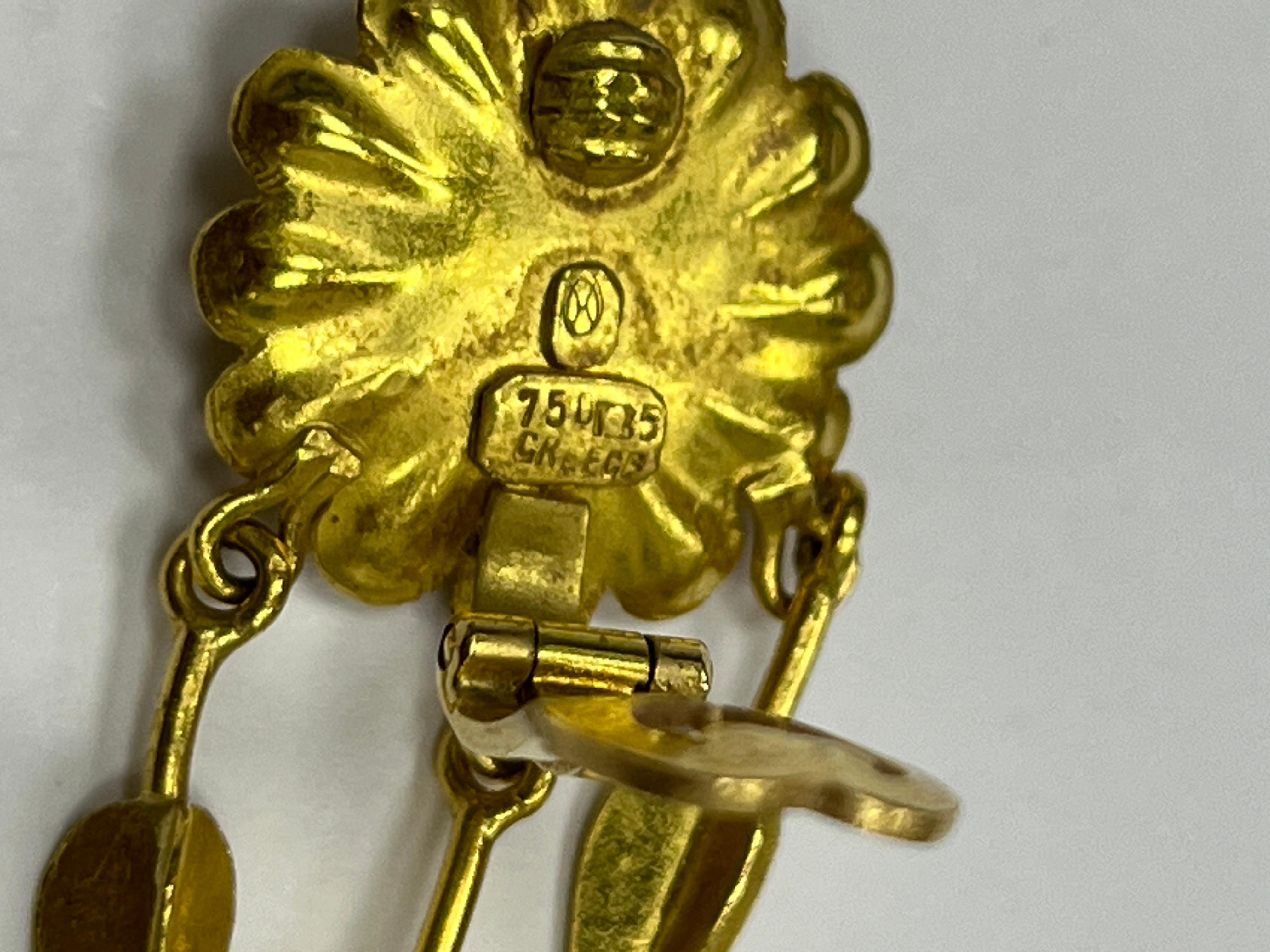 Ilias Lalaounis 18 Karat Gelbgold Blumen-Ohrringe im Angebot 4