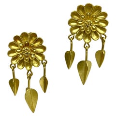 Ilias Lalaounis 18 Karat Gelbgold Blumen-Ohrringe