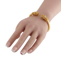 Ilias Lalaounis 18k Yellow Gold Gem-Set Lion's Head Bangle Bracelet IL23-011326