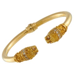 Ilias Lalaounis 18k Yellow Gold Gem-Set Lion's Head Bangle Bracelet IL23-011326