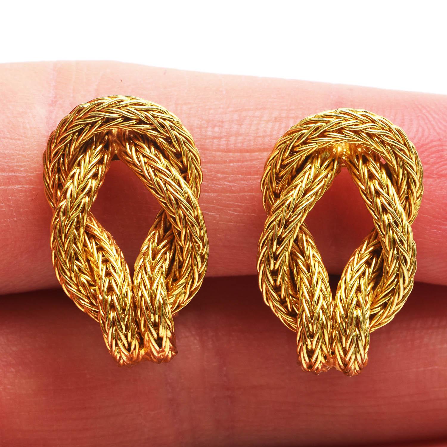 Women's Ilias Lalaounis 18K Yellow Gold Hercules Knot Woven Clip-On Earrings