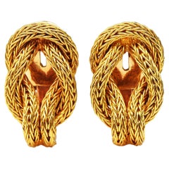 Ilias Lalaounis 18K Yellow Gold Hercules Knot Woven Clip-On Earrings