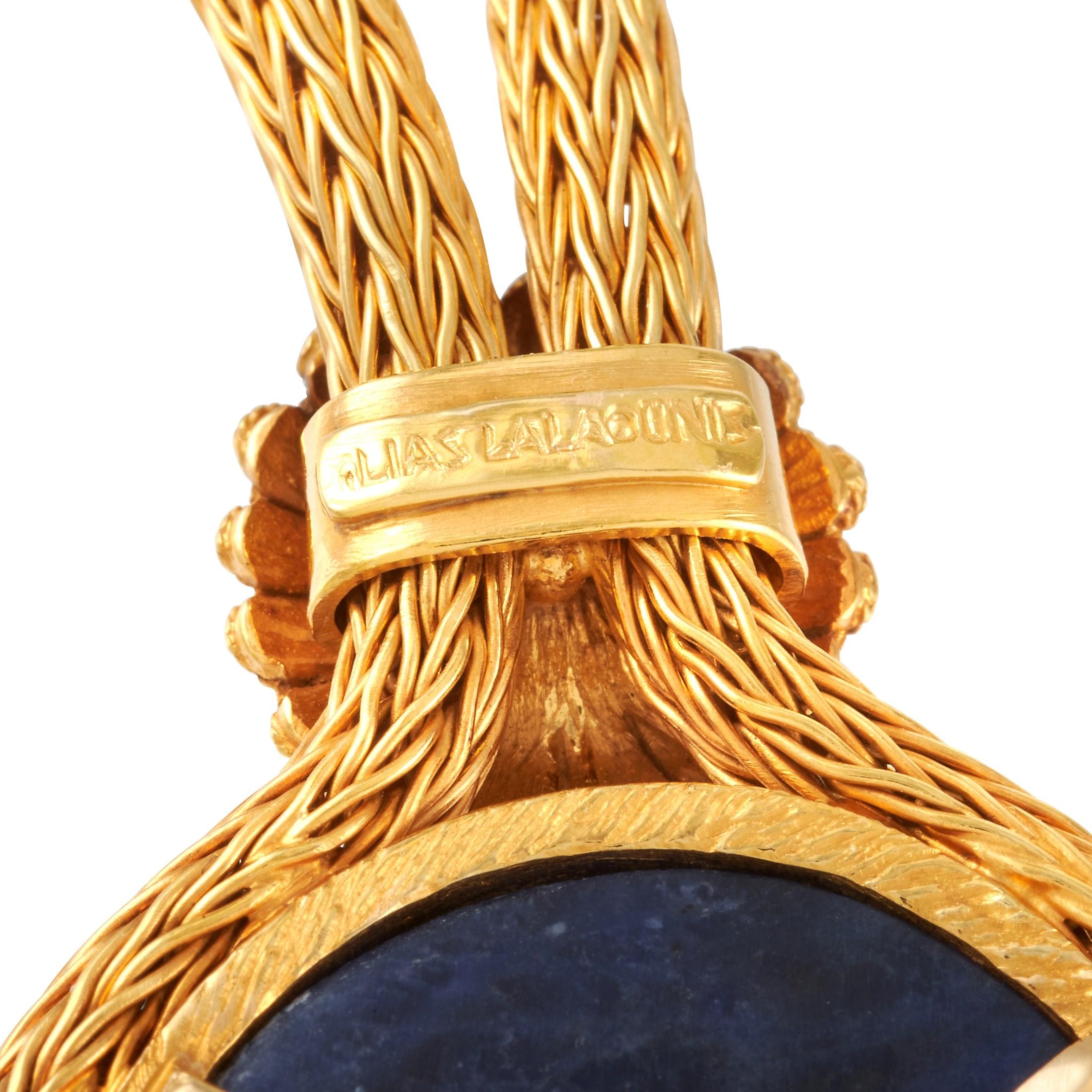 Ilias Lalaounis 18 Karat Yellow Gold Lapis Pendant Necklace In Excellent Condition In Southampton, PA