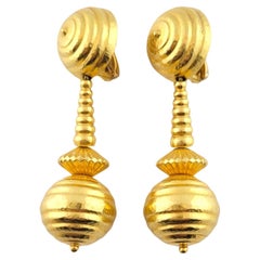 Ilias Lalaounis 18K Yellow Gold Large Clip On Dangle Earrings #16165