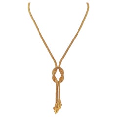 Ilias Lalaounis 18K Yellow Gold Ram Head Hercules Knot Lariat Necklace